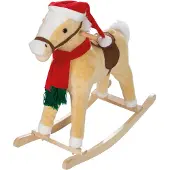 Roba schommelpaard, met kerstmuts en sjaal, bekleed, met zadel, geluidseffecten, 63x31x73 cm, geschikt vanaf 24 maanden