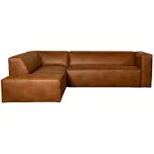 Livin24 Hoekbank Memphis eco-leer cognac links