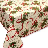 Unique living Kerst tafelkleed creme met kerstprint 150 x 200 cm - Tafellakens