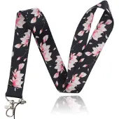 LGT JWLS Sleutelkoord of Tassenhanger met Bloemen Print Zwart