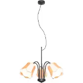 QAZQA Klassieke hanglamp zwart met lampenkap goud 5-lichts - Nona
