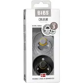 BIBS Colour Schnuller - Gr. 3 - 2er-Pack - Rund - Cloud/Black - - 18+ mt - Schnuller