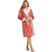 Pastunette dames Badjas Fleece - Morning Gown - Warme winter ochtendjas - ultra zacht & dik - koper - L