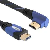 DeLOCK 82955 HDMI-kabel HDMI Aansluitkabel HDMI-A-stekker 1 m Zwart, Blauw Rond, 4K UHD, Vergulde steekcontacten, Verdraaid