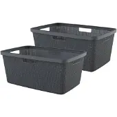 Curver Jute Wasmand 46L - 2 stuks - Donkergrijs