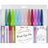 Pentel Fude Touch Brush Sign Pen 12-set Pastel