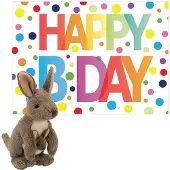 Wild republic - Knuffel kangoeroe 20 cm met Happy Birthday wenskaart