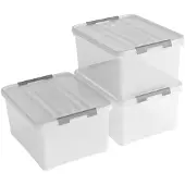 Curver Handy+ Opbergbox - 35L - 3 stuks - Transparant met deksel