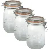 Le Parfait Weckpotten - inmaakpotten - 12x stuks - met klepdeksel - inhoud 1000 ml - 17.5 cm - glas