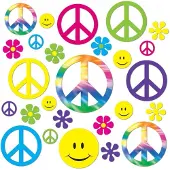 Funny fashion Sixties Hippie Flower Power peace wand decoraties 42 delig - Feestdecoratievoorwerp