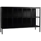 Ptmd collection PTMD Cave Black iron cabinet low (Zwart, 140x90x41.5cm)