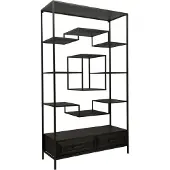 Ptmd collection PTMD Lixly Black wood iron frame open cabinet