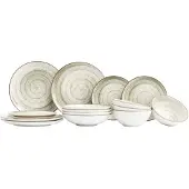 Cosy & Trendy Serviesset Sintra Ivy Green 16-delig / 4 personen - 4 dinerborden, 4 ontbijtborden, 4 diepe borden en 4 kommen
