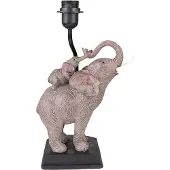 Clayre & Eef Lampenvoet Olifant 21x14x36 cm Grijs Bruin Kunststof Lampvoet Grijs Lampvoet
