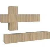 vidaXL 7-delige Tv-meubelset bewerkt hout sonoma eikenkleurig