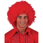Funny fashion PRUIK DISCO AFRO ROOD vestelbare maat