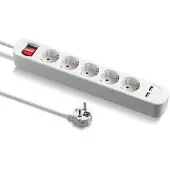 Trotec Stekkerdoos PVH5 - 5-voudige stekkerdoos met 2 USB-aansluitingen
