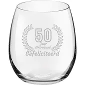 Royal Leerdam Gegraveerde Drinkglas 39cl Gefeliciteerd 50 jaar getrouwd
