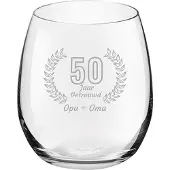 Royal Leerdam Gegraveerde Drinkglas 39cl Opa + Oma 50 jaar getrouwd