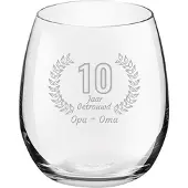 Royal Leerdam Gegraveerde Drinkglas 39cl Opa + Oma 10 jaar getrouwd