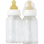 Hevea Babyflessen - 2-pack - Glas & Natuurlijk Rubber - Wit - - 0-3 mnd - Babyflesjes