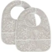 Jollein - Slab Waterproof (Nougat) - Polyester - Polyurethaan - Slabbetjes Baby - Botanical - 2 Stuks - 40 cm