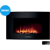 Beper Elektrische kachel RI.503, 2000W, 5 standen, 3D-vlam, wandmontage, weektimer, afstandsbediening, zwart