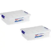 PlasticForte Opbergbox met deksel - 4x - 5 liter - organizer - transparant - opberger - 26 x 40 x 8,5 cm