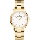 Daniel Wellington goud dames horloge met witte wijzerplaat & roestvrij stalen band