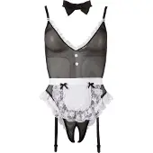 Cottelli collection - Lingerie body - Sexy kamermeisje - Zwart - XL