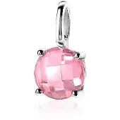 Zinzi zilveren hanger rond roze ZIH2072R (zonder collier)