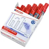 Edding 365 whiteboard marker, schrijfkleur rood, spievormige punt, lijndikte 2-7 mm, droog uitwisbaar, met dop, navulbaar, 10 st.