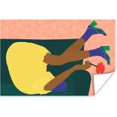 PosterMonkey Poster Vrouw - Bloemen - Retro - 30x20 cm