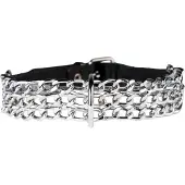 Zado – Metalen Schakel Halsband en Lederen Riem voor Onderdanigheid en Stijl - Zilver