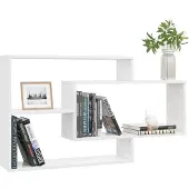 vidaXL Wandschappen 104x20x58,5 cm bewerkt hout hoogglans wit