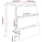 vidaXL Dressoir 60x35x76 cm bewerkt hout zwart