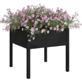 vidaXL Plantenbakken 2 st 70x70x70 cm massief grenenhout zwart