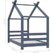 vidaXL Kinderbedframe massief grenenhout grijs 70x140 cm