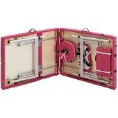 vidaXL Massagetafel inklapbaar 3 zones aluminum roze
