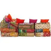 vidaXL Poef vierzits modulair stof patchwork