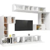 vidaXL 8-delige Tv-meubelset bewerkt hout wit
