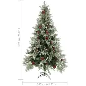 vidaXL Kerstboom met dennenappels 195 cm PVC en PE groen en wit