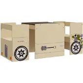 vidaXL 3-delige Kindertafel- en stoelenset off-road-auto-ontwerp MDF