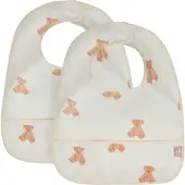Jollein - Slab Waterproof (Teddy Bear) - Polyester - Polyurethaan - Slabbetjes Baby - 2 Stuks - 40 cm