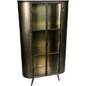 Ptmd collection Spacer Vitrinekast - 92 x 37 x 161 cm - Ijzer - Messing