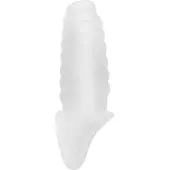 SONO No.21 Penis Sleeve met Testikel Bevestiging voor Optimale Stimulering door Geribbelde Structuur - Transparant