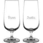 Fusion Gegraveerde bierglas op voet 41cl Broer-Suster