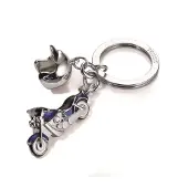 Troika Sleutelhanger met 2 bedels, motorfiets en helm, gemaakt met SWAROVSKI elementen