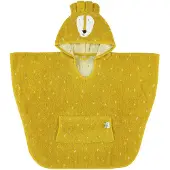 Trixie Poncho - Mr. Lion - 100% Biologisch Katoen - Badcape Kind met Capuchon - Met Leuke Details - Geel - Leeuw