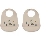 Liewood - Tilda Silicone Slabbetje (set van 2) - Space Multi Mix